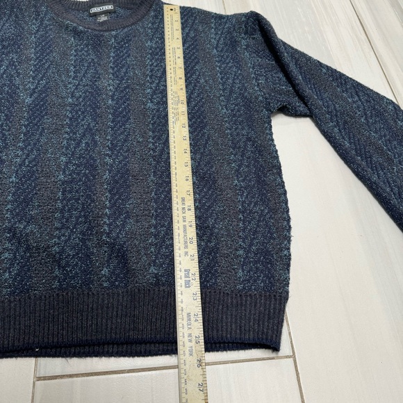 Jantzen L Sweater Blue Textured Zigzag Stripes Vintage - Picture 5 of 6
